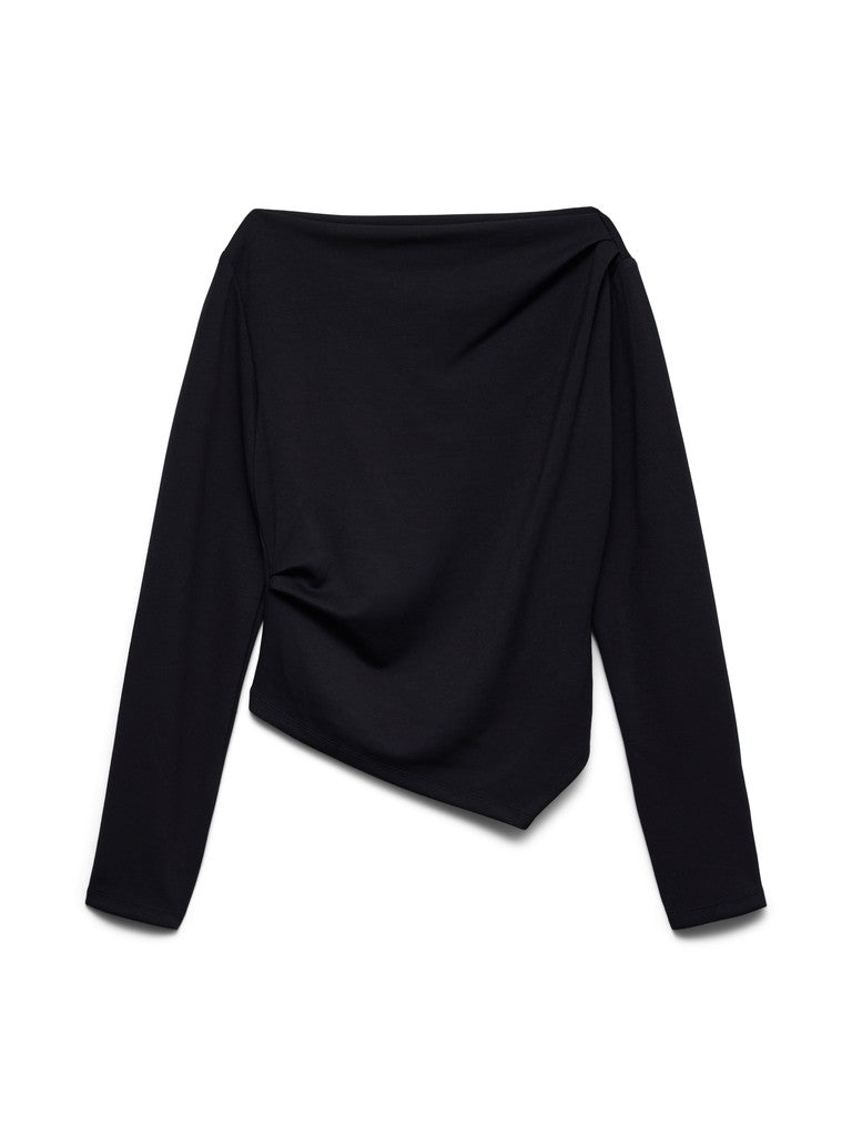 Vmmille Ls Boatneck Short Top Jrs Noos - Zwart