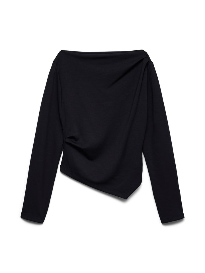 Vmmille Ls Boatneck Short Top Jrs Noos - Zwart
