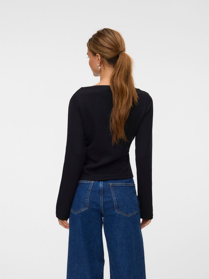 Vmmille Ls Boatneck Short Top Jrs Noos - Zwart