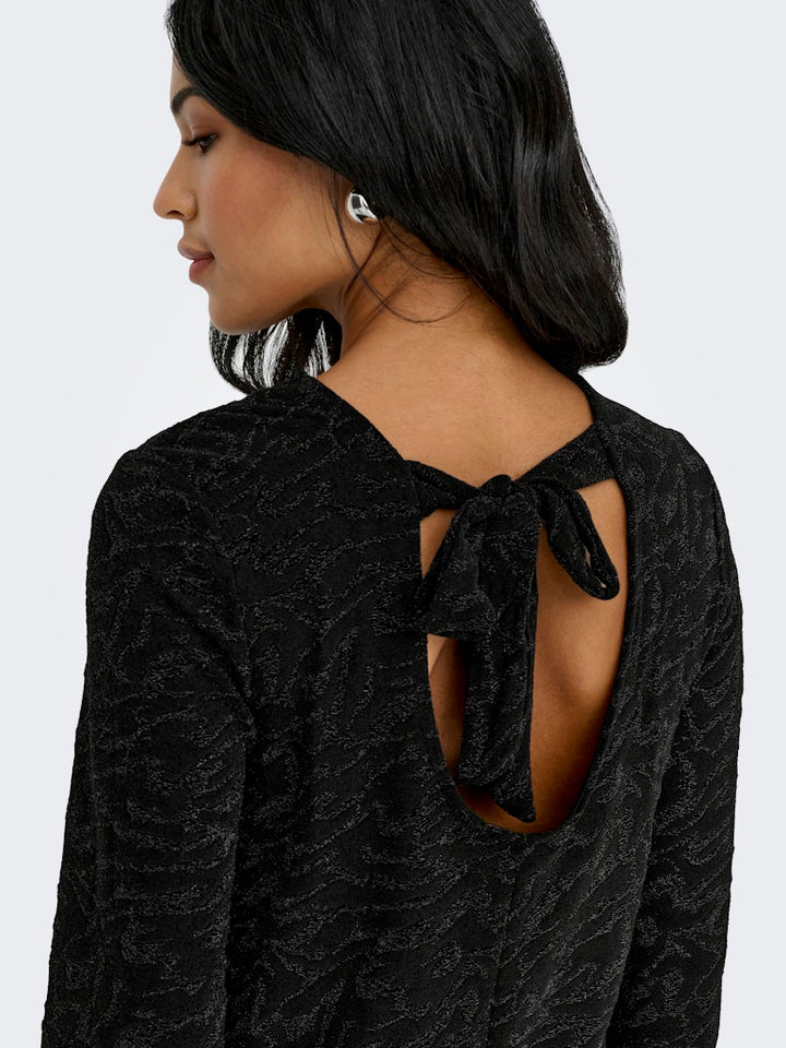 Onlcarol L/s Glitter Bow Top Box Jrs - Zwart