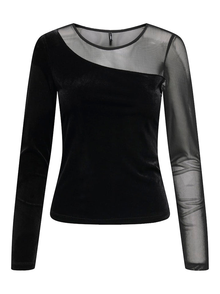 Onlsmooth L/s Mesh Mix Top Box Jrs - Zwart