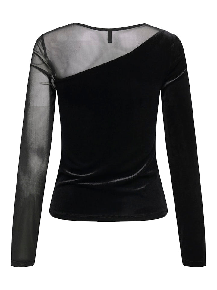 Onlsmooth L/s Mesh Mix Top Box Jrs - Zwart