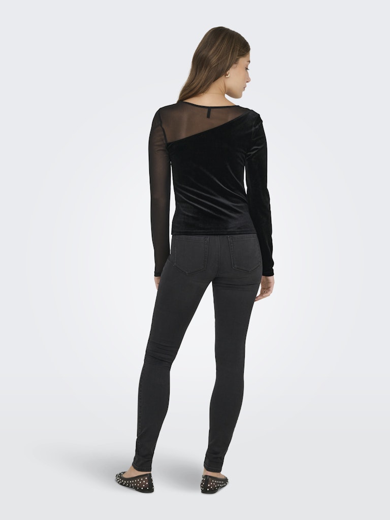 Onlsmooth L/s Mesh Mix Top Box Jrs - Zwart