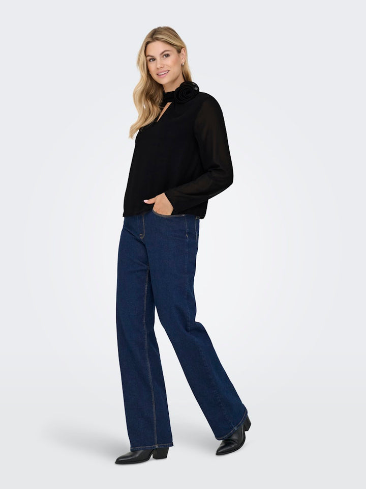 Jdynomi L/s High Neck Rose Top Wvn - Zwart