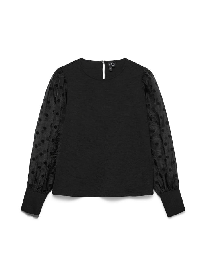 Vmalva Detail Ls Top Wvn - Zwart