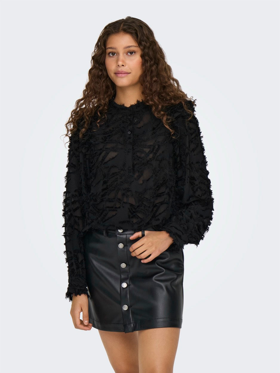 Onlcammie L/s Frill Top Ptm - Zwart