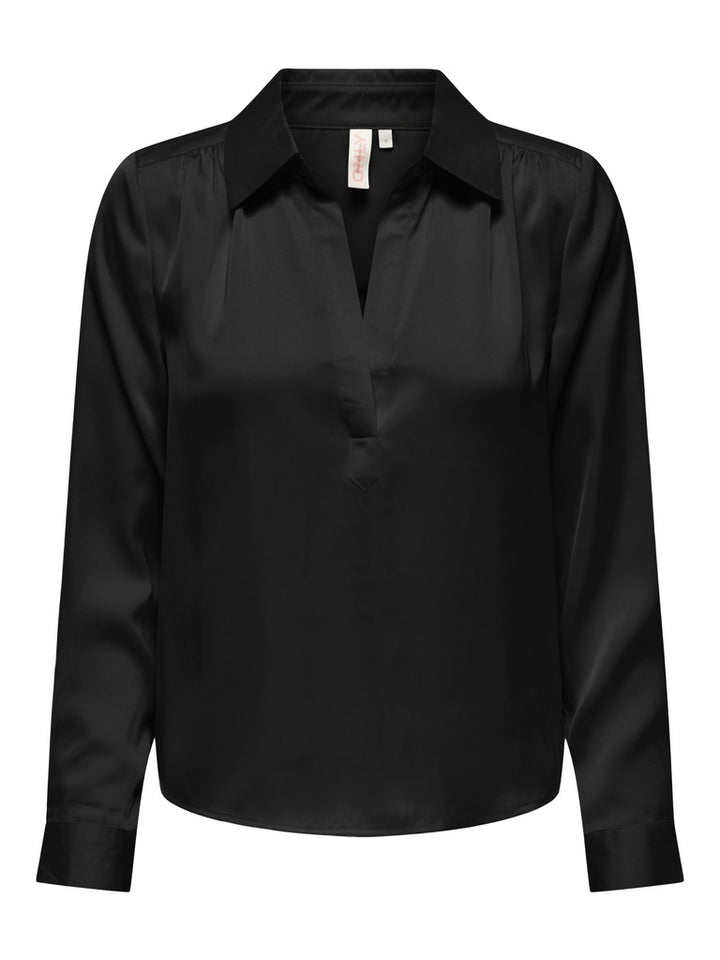 Onlzora Ls V-neck Collar Top Wvn - Zwart