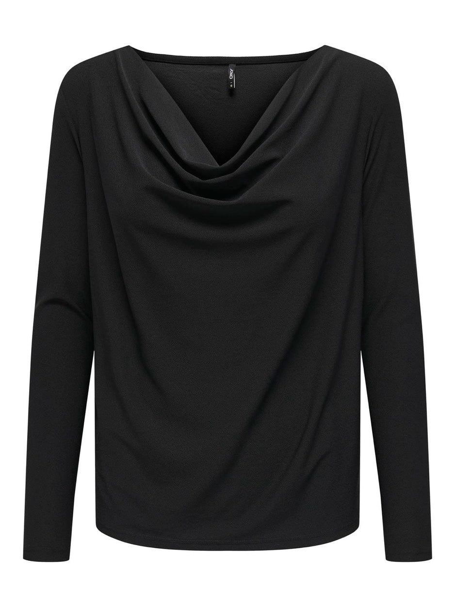 Onlsansa L/s Waterfall Top Jrs - Zwart