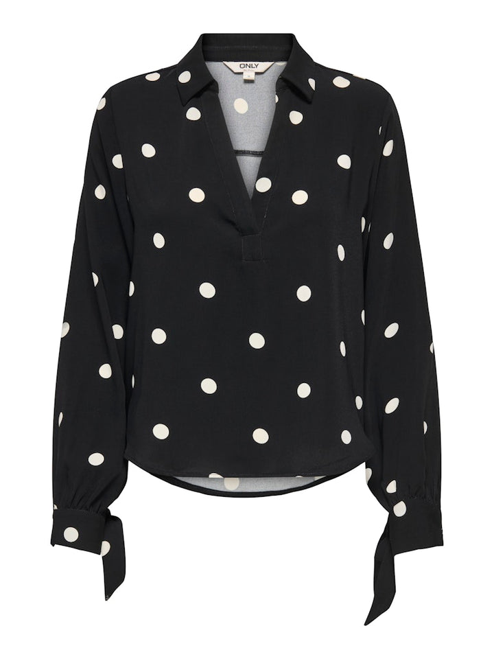 Onlbelem L/s Bow Top Wvn Sud - Zwart Dessin