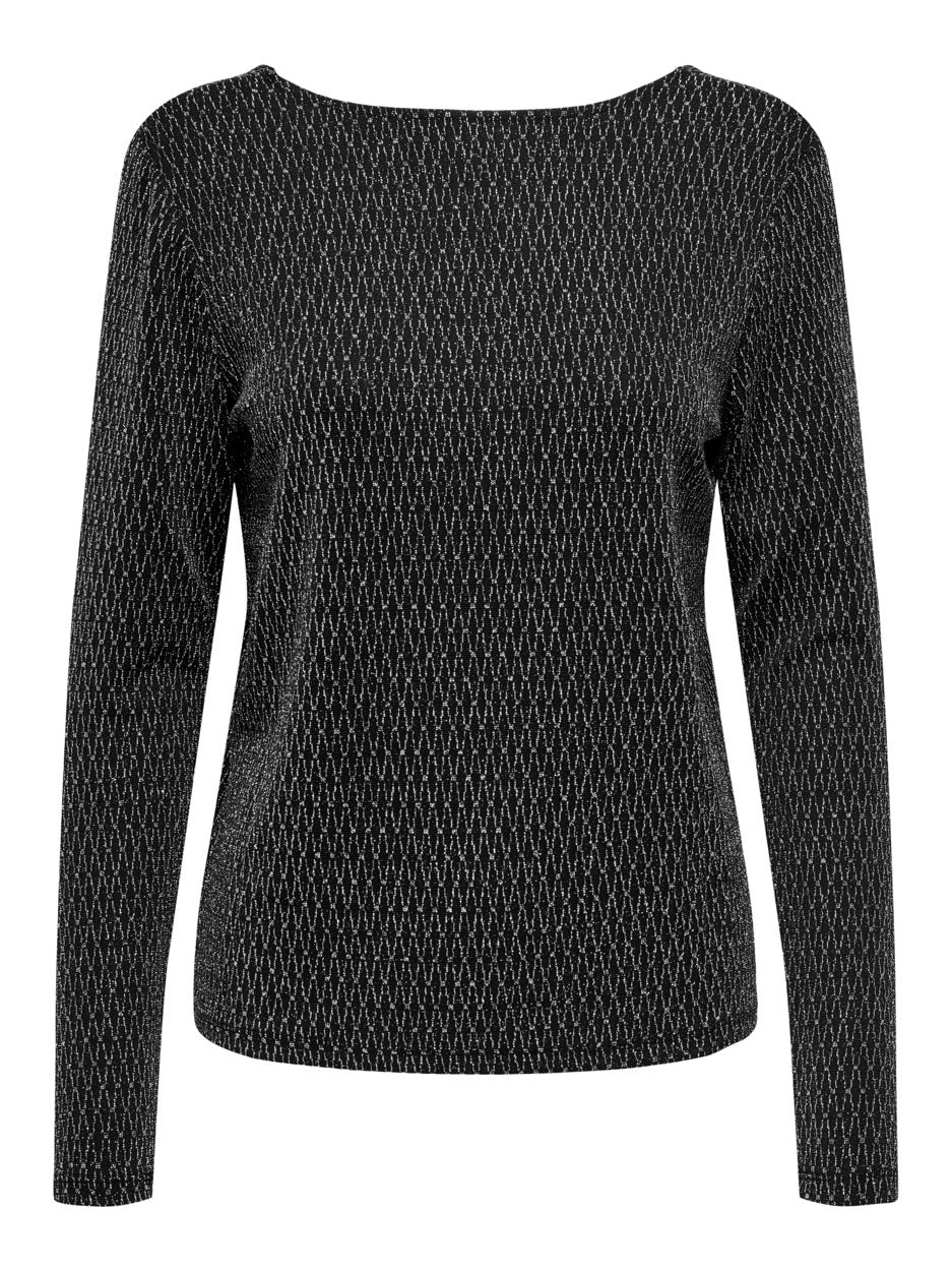 Onlcarol L/s 2-way Glitter Mix Top - Zwart Dessin