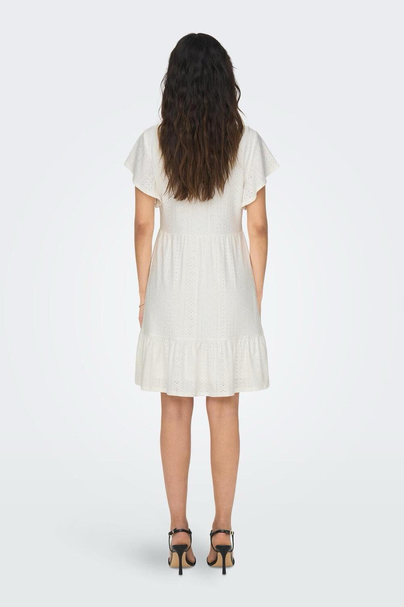 Onlsandra S/s V-neck Dress Jrs - Off-white