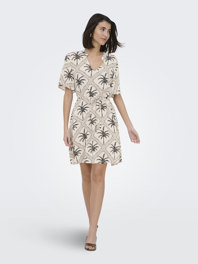 Jdygaby Life S/s Belt Dress Wvn - Zand Dessin