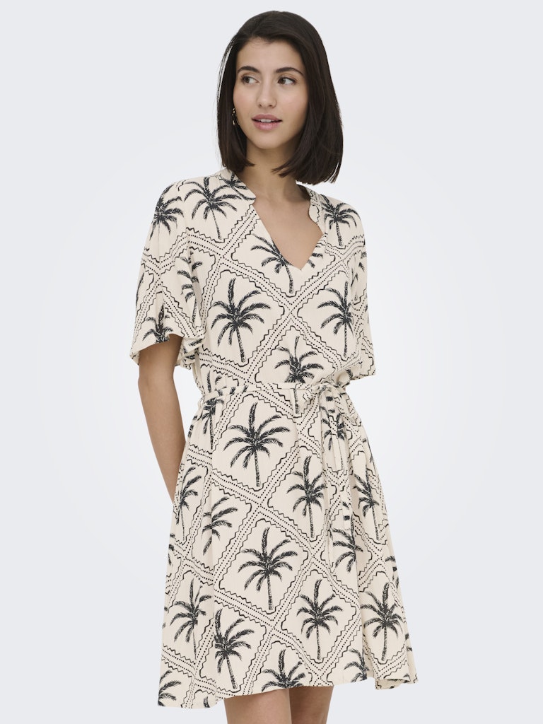 Jdygaby Life S/s Belt Dress Wvn - Zand Dessin