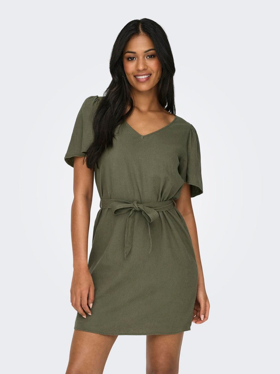 Jdysay S/s Bell Sleeve Dress Wvn No - Army