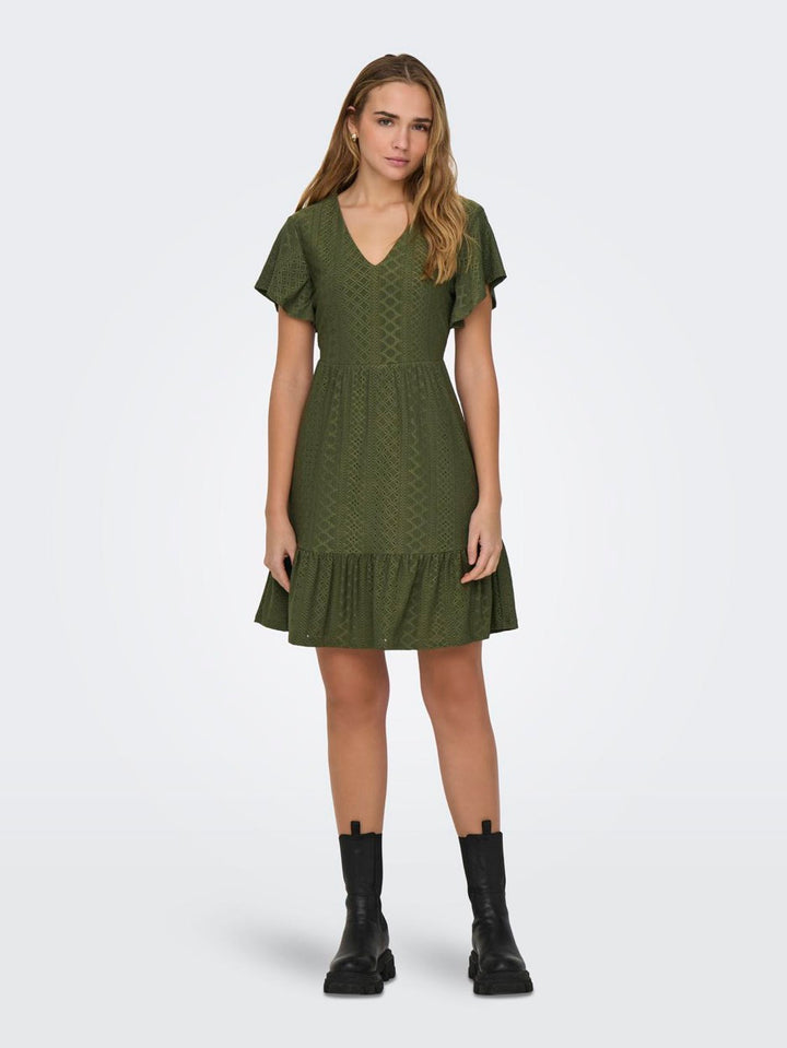 Onlsandra S/s V-neck Dress  Jrs - Army