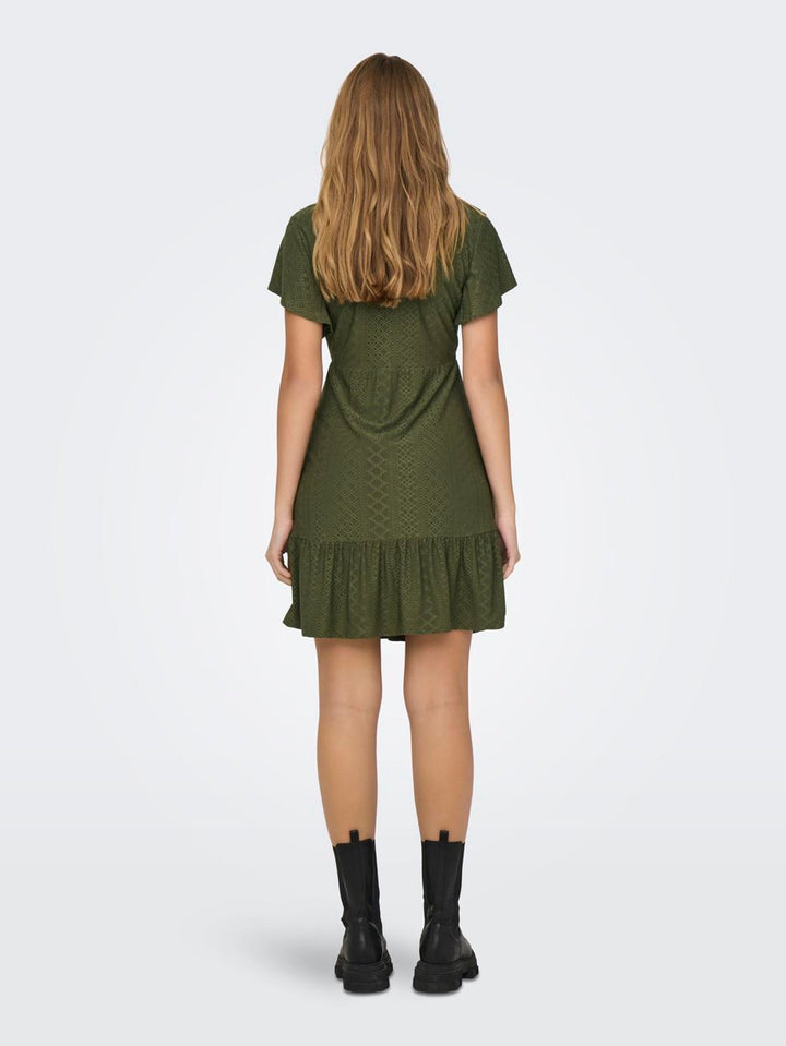 Onlsandra S/s V-neck Dress  Jrs - Army