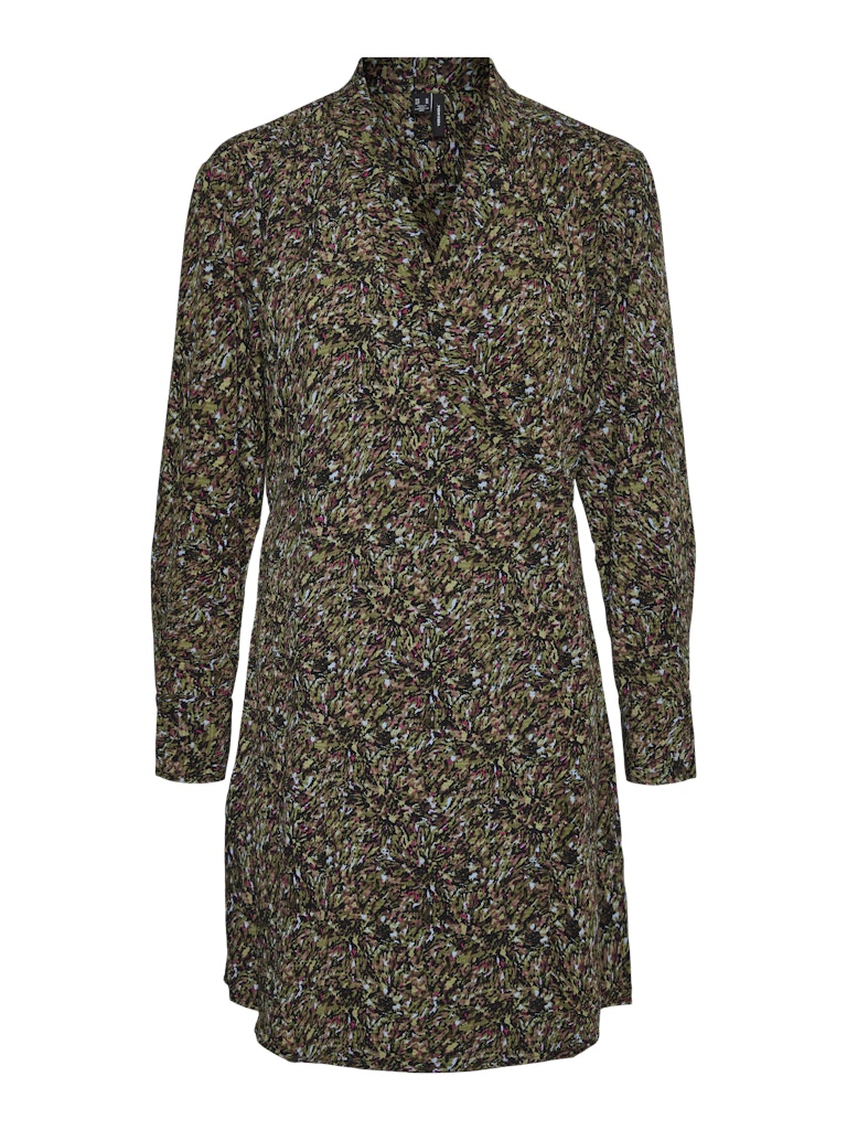 Vmdea Ls V-neck Short Dress Ga - Groen Dessin