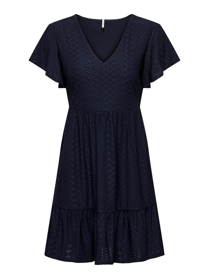 Onlsandra S/s V-neck Dress  Jrs - Navy