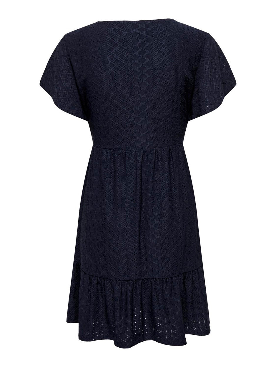 Onlsandra S/s V-neck Dress  Jrs - Navy