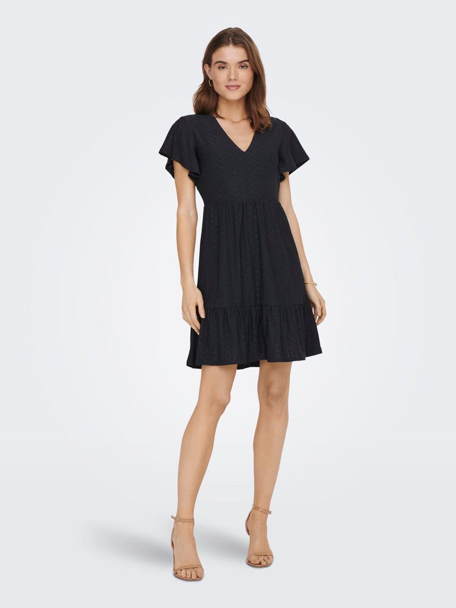 Onlsandra S/s V-neck Dress  Jrs - Navy