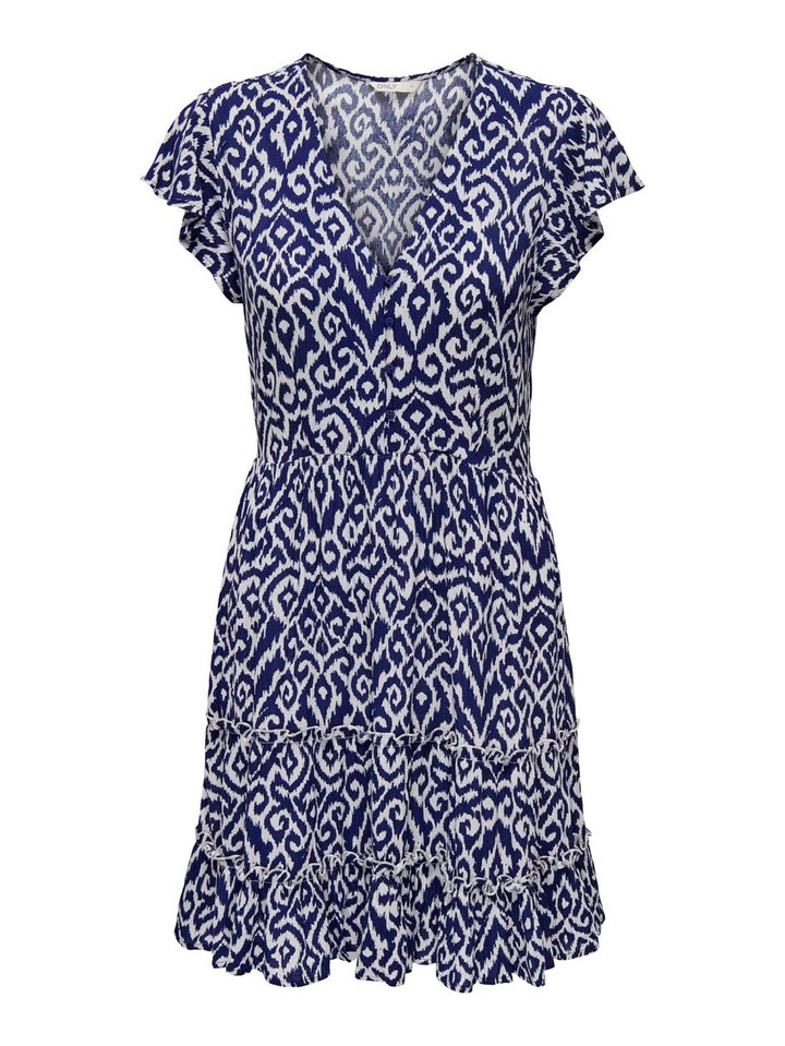 Onlclaudette Life Ss Mini Dress Wvn Noos - Blauw Dessin