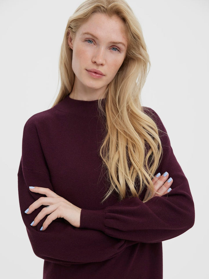 Vmnancy Ls Funnelneck Dress Noos - Bordeaux