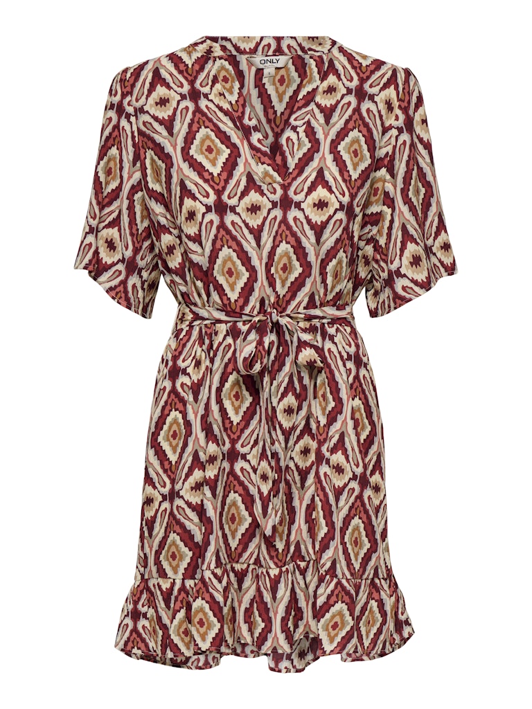 Onlantonia Mikasi S/s Short Dress Wvn - Rood Dessin