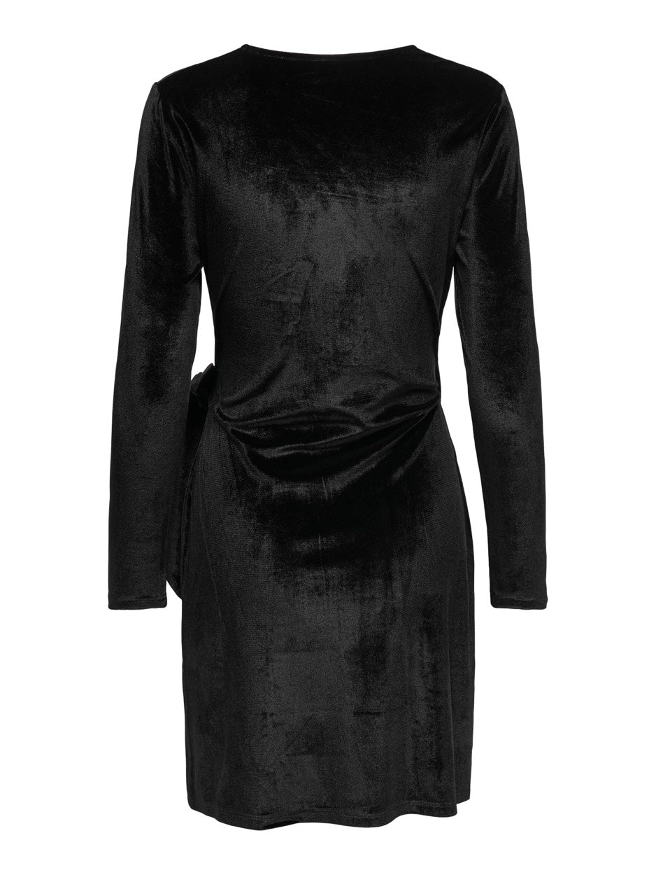 Jdysandy L/s Velvet Wrap Dress Jrs - Zwart