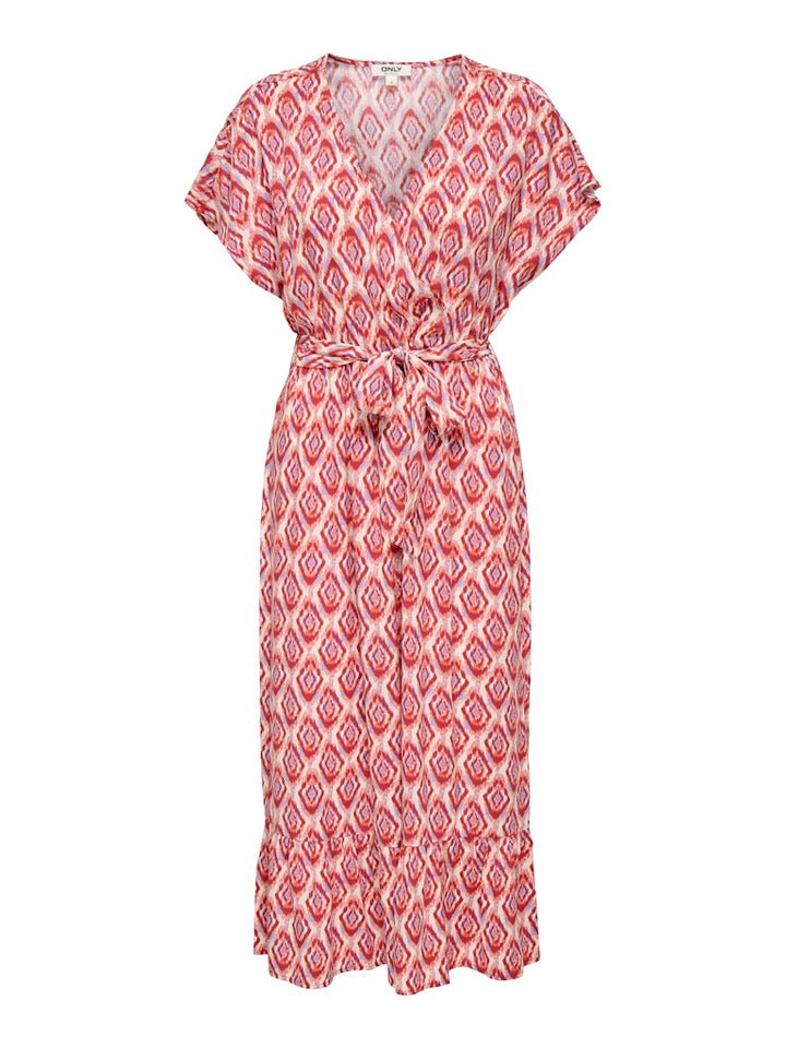 Onlzilla Adele Ss Long Dress Noos Wvn - Rood Dessin