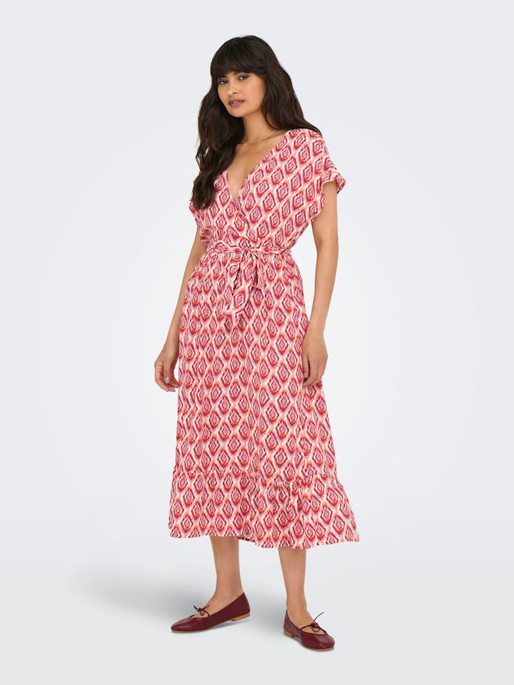 Onlzilla Adele Ss Long Dress Noos Wvn - Rood Dessin