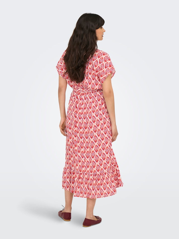 Onlzilla Adele Ss Long Dress Noos Wvn - Rood Dessin