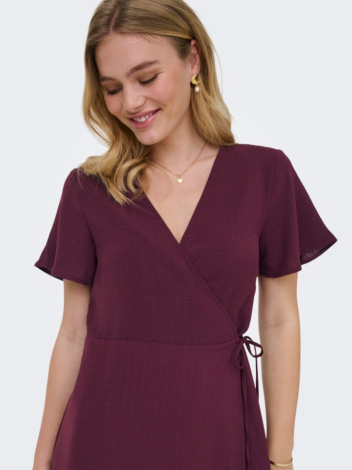 Onlcali Life S/s Wrap Dress Wvn Noos - Fuchsia