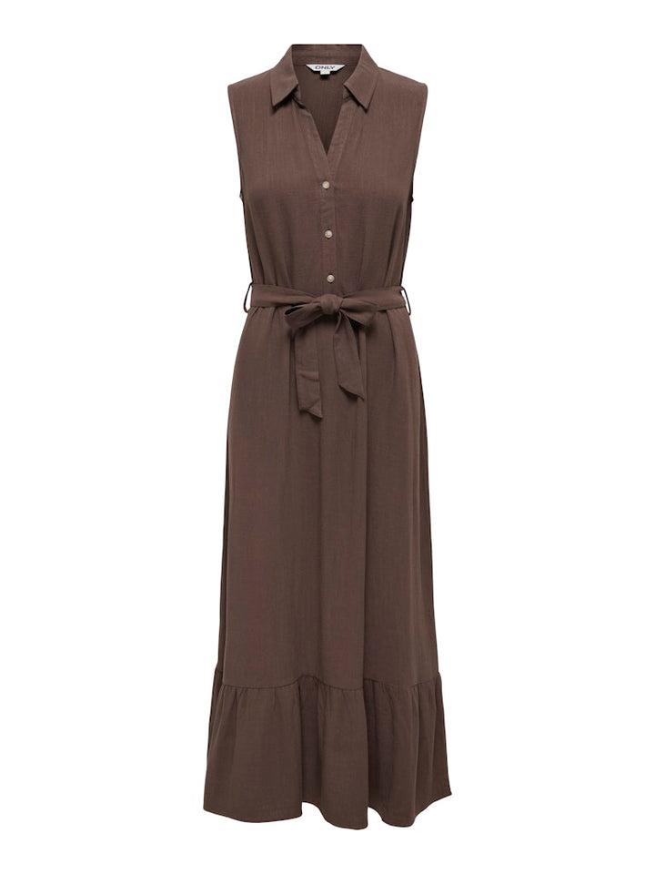 Onlsiesta Lin Sl Belt Dress Pnt Noos - Bruin