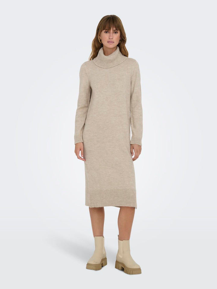 Onlbrandie L/s Rollneck Dress Knt N - Beige