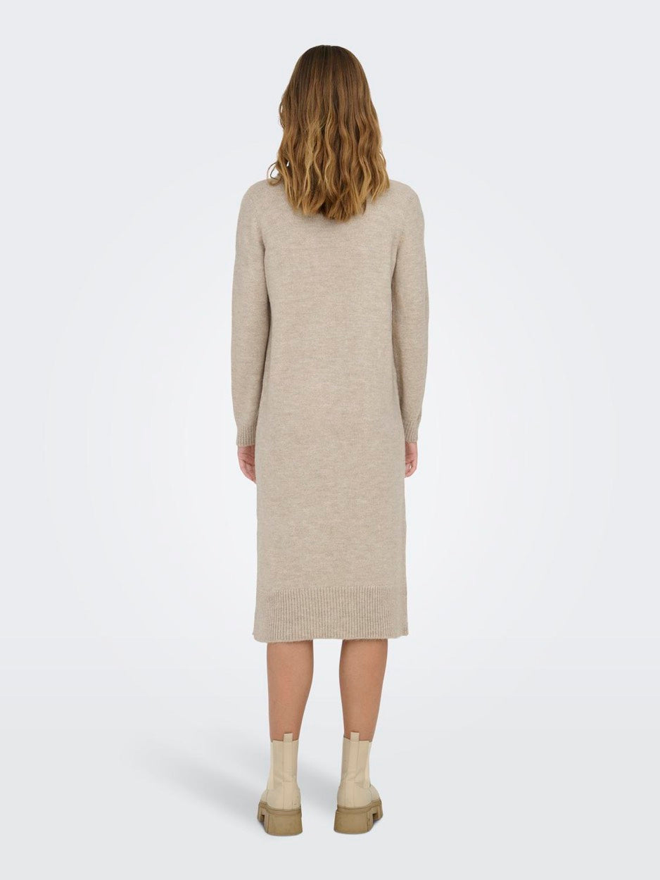 Onlbrandie L/s Rollneck Dress Knt N - Beige