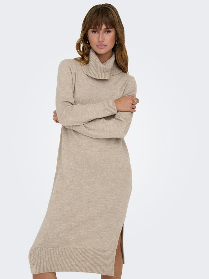 Onlbrandie L/s Rollneck Dress Knt N - Beige