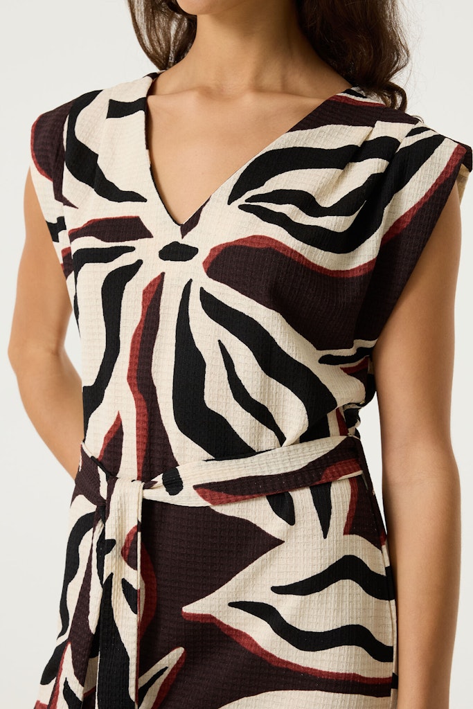 Garcia Midi Lange Jurk Met Alloverprint - Ecru Dessin