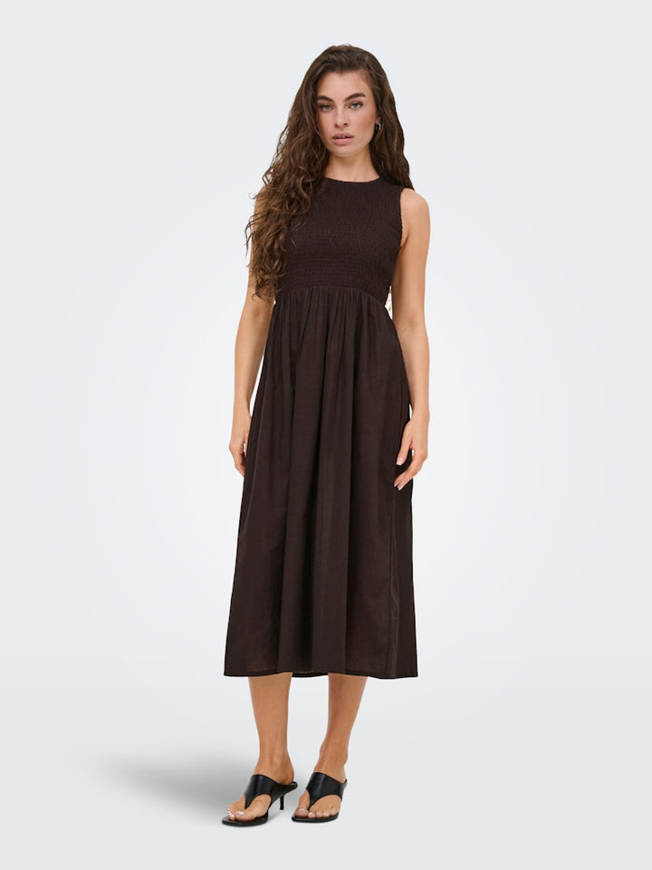 Jdydiego S/l Smock Midi Dress Wvn - Bruin Dessin
