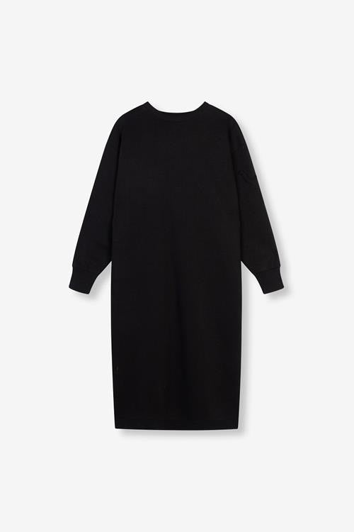 Ladies Knitted Midi Sweat Dress - Zwart