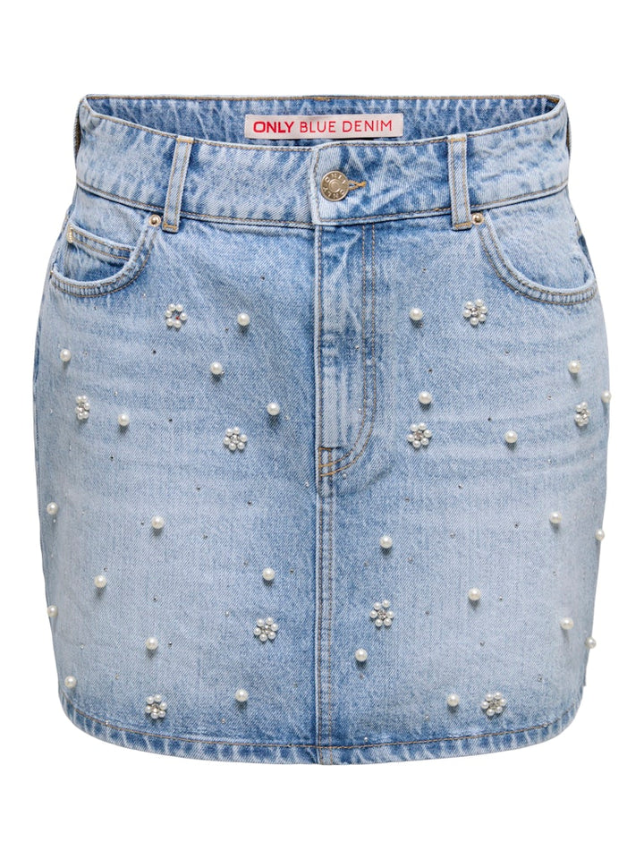 Onlonur Pearl Deco Skirt Dnm Red Dot - Blue Denim
