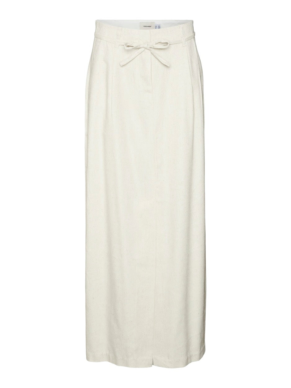 Vmflorence Hw Long Linen Skirt - Beige