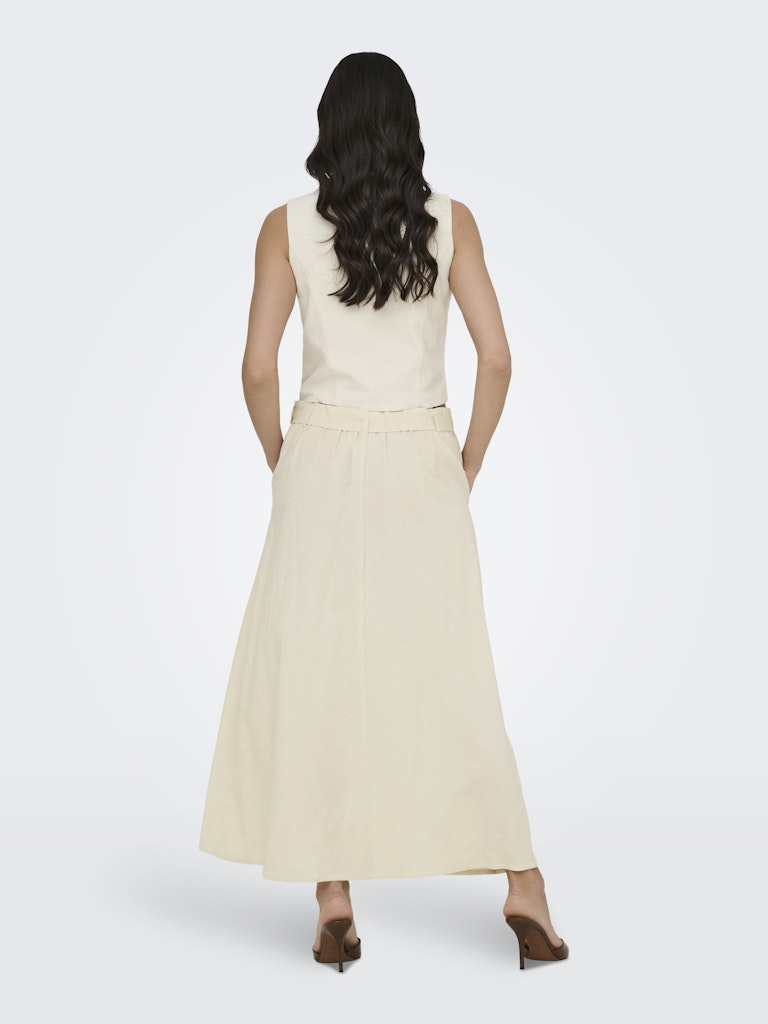 Jdymilan Linen Hw Belted Skirt Wvn Dia - Beige