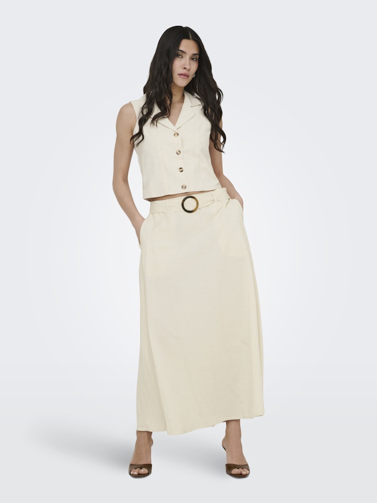 Jdymilan Linen Hw Belted Skirt Wvn Dia - Beige