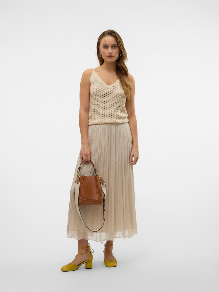 Vmvips Nw Ankle Skirt Wvn Ce Ga - Beige