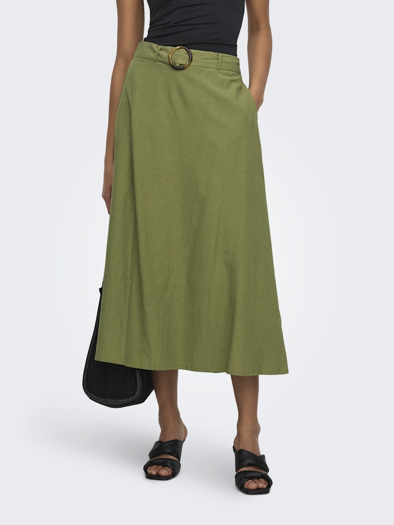 Jdymilan Linen Hw Belted Skirt Wvn Dia - Olijf