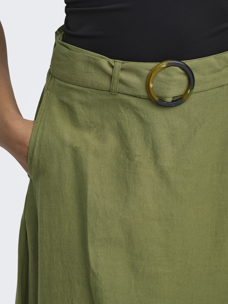 Jdymilan Linen Hw Belted Skirt Wvn Dia - Olijf