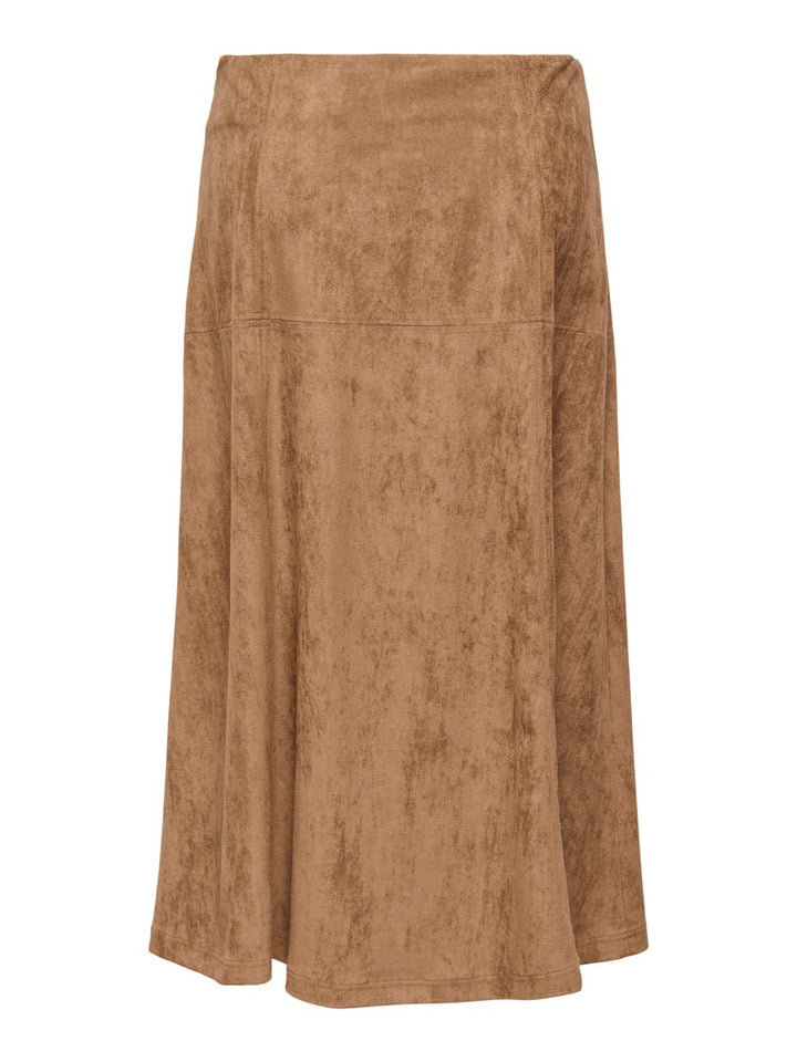 Onllixa Mw Long Faux Suede Skirt Cc Pnt - Camel