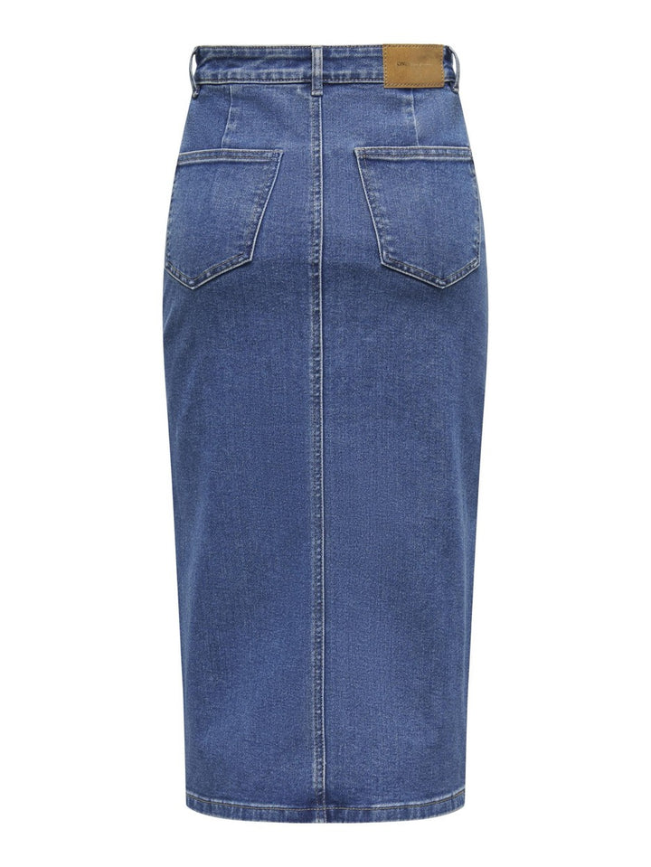 Onlsiri Front Slit Skirt Dnm Gua No - Blue Denim