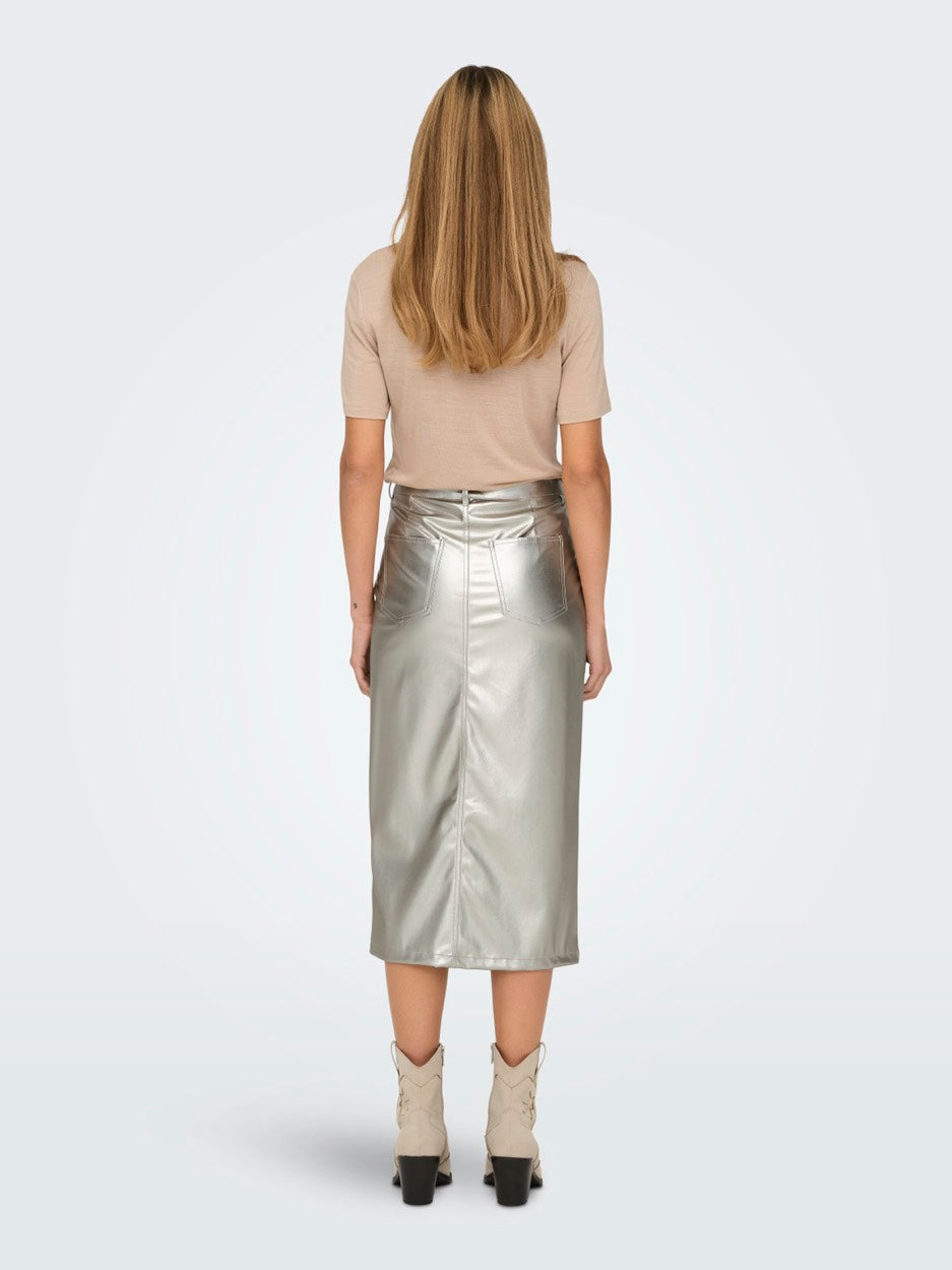 Onllola-elyna Hw Metal Long Skirt P - Zilverkleurig