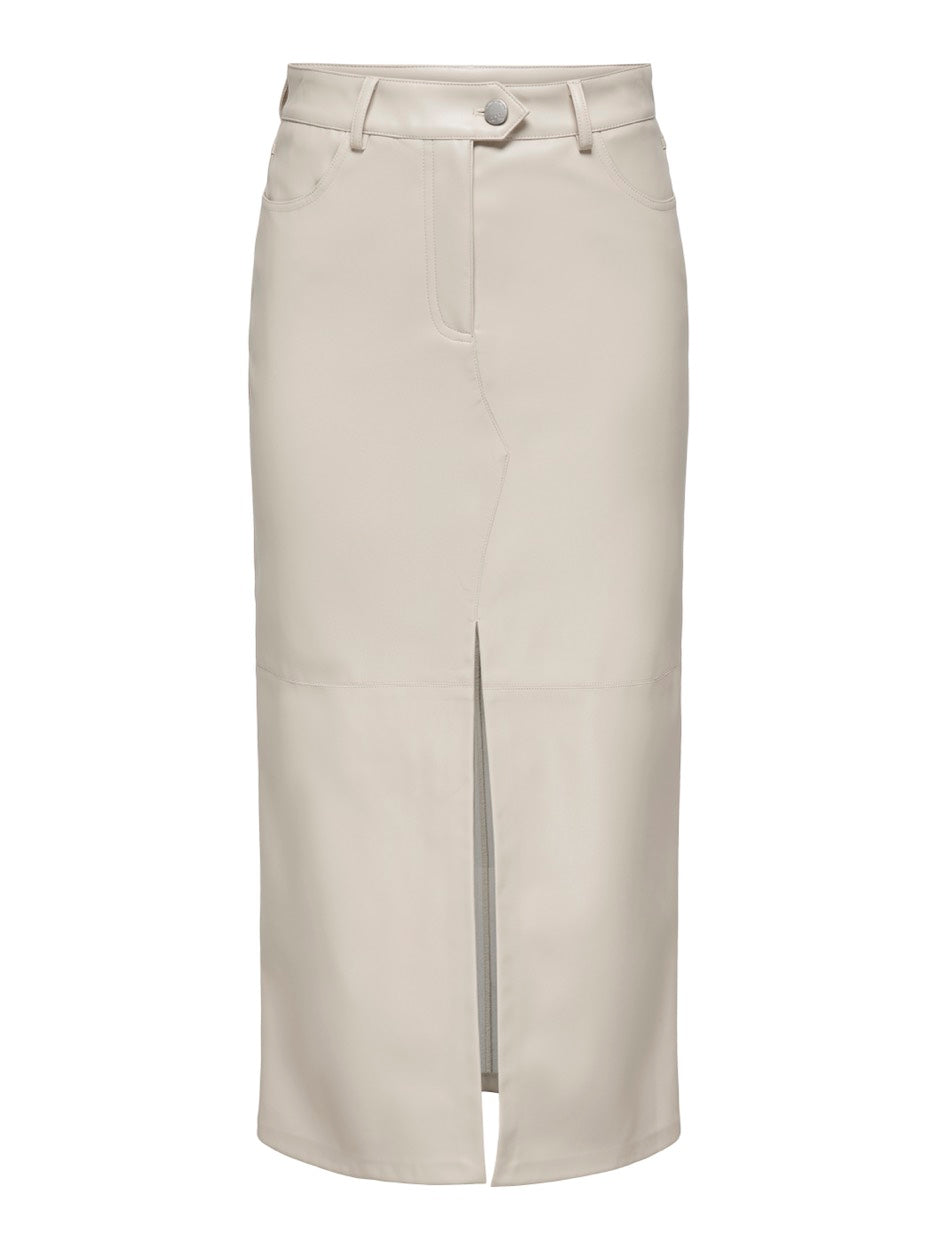 Onlrima Faux Leather Long Skirt Otw - Beige